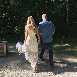 White lace maxi dress size small